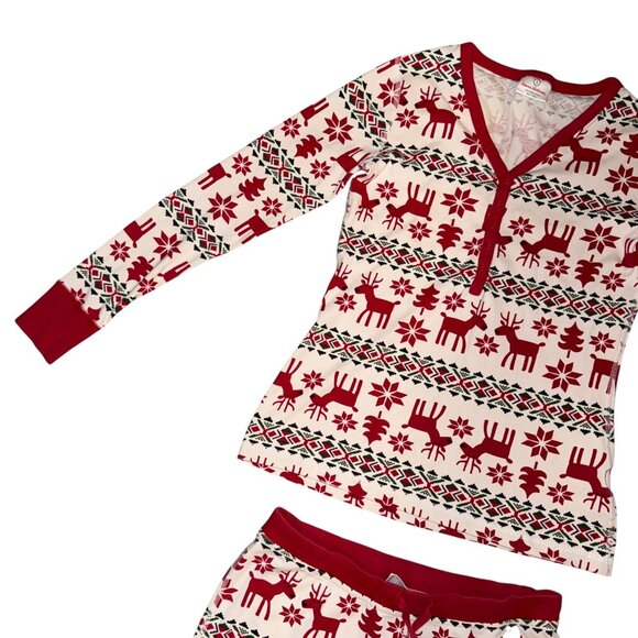 Hanna Andersson Dear Deer Reindeer Womens S Pajamas Christmas Holiday Red - Picture 3 of 11